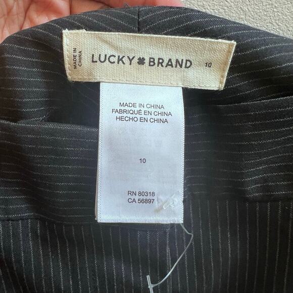 Lucky Brand Cropped Wide Leg Striped Pleated Dress Pant Trouser Women's Size 10 - Picture 9 of 10